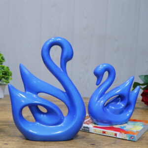 Lucky Swan Couple Showpiece for Home Decor (Blue Parl) Polyresin – 10 Inch