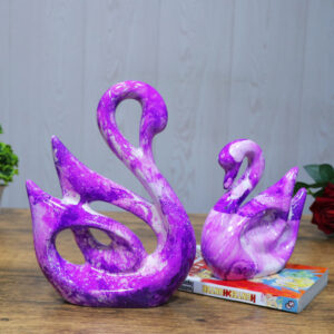 Lucky Swan Couple Showpiece for Home Decor (Purple) Polyresin – 10 Inch