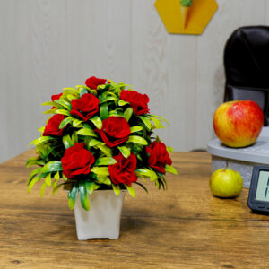 Red Rose Artificial Plant Showpiece for Home Decor (Plastic)