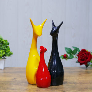 Lucky Deer Family Showpiece Set of 3 for Home Decor (Multicolor) Polyresin – 10 Inch