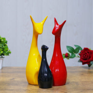 Lucky Deer Family Showpiece Set of 3 for Home Decor (Multicolor) Polyresin – 10 Inch