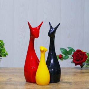Lucky Deer Family Showpiece Set of 3 for Home Decor (Multicolor) Polyresin – 10 Inch