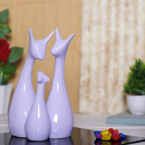 Lucky Deer Family Showpiece for Home Decor, Set of 3 (Purple) Polyresin – 10 Inch