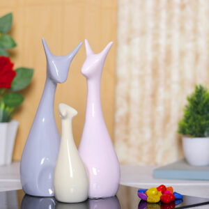 Lucky Deer Family Showpiece for Home Decor, Set of 3 (Multicolor) Polyresin – 10 Inch