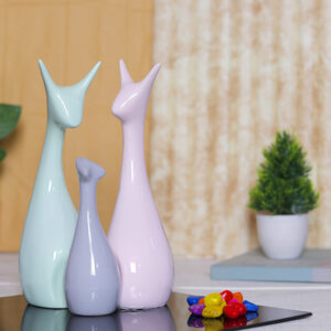 Lucky Deer Family Showpiece for Home Decor, Set of 3 (Multicolor) Polyresin – 10 Inch