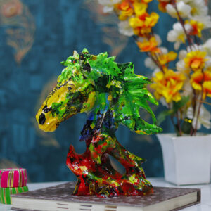 Tree Horse Head Showpiece for Home Decor (Multicolor) Polyresin – 9.5 Inch
