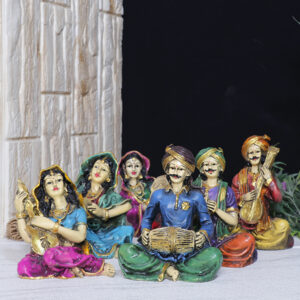 Traditional Rajasthani Musician Showpiece for Home Decor, Set of 6 (2 no.) Polyresin – 6 Inch