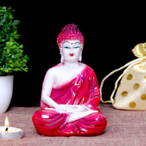 Lord Buddha Idol Showpiece for Home Decor (Red) Marble – 5.5 Inch