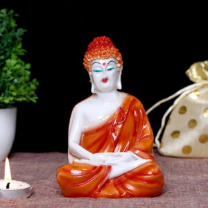 Lord Buddha Idol Showpiece for Home Decor (Red) Marble – 5.5 Inch