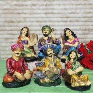 Traditional Rajasthani Musician Showpiece for Home Decor, Set of 6 (3 no.) Polyresin – 6 Inch
