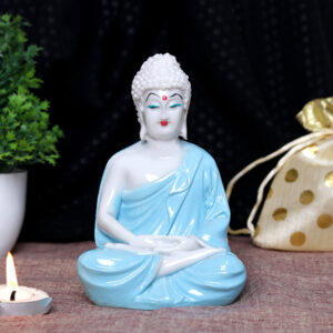 Lord Buddha Idol Showpiece for Home Decor (Sky Blue) Marble – 5.5 Inch