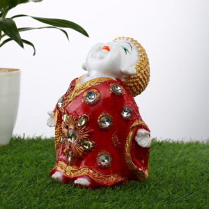 Baby Monk Buddha Showpiece for Home Decor (Red) Marble – 7 Inch