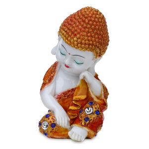 Baby Monk Buddha  Showpiece for Home Decor (Orange) Marble – 7 Inch