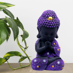 Baby Monk Buddha Showpiece for Home Decor (Purple & Black) Polyresin – 8 Inch