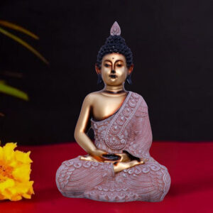 Elegant Rose Gold Meditating Buddha Statue - 28cm