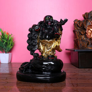 Black & Gold Laughing Buddha Statue – Feng Shui Wealth & Prosperity Idol (19cm)