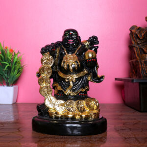 Black Laughing Buddha Statue for Wealth & Luck
