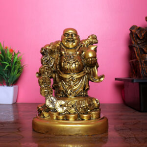 Golden Laughing Buddha Statue for Wealth & Luck