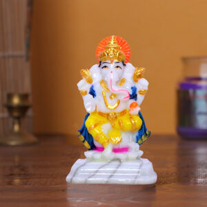 Lord Ganesha Idol – 9 cm (H) x 6 cm (L) x 4 cm (D) | Resin Ganpati Murti for Home & Office