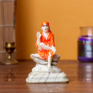 Sai Baba Idol – 9 cm (H) x 6 cm (L) x 5 cm (D) | Divine Resin Sai Baba Murti for Home & Office