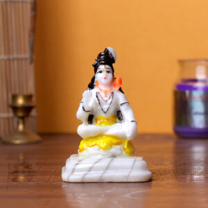 Lord Shiva Meditating Idol – 9 cm (H) x 6 cm (L) x 4 cm (D) | Resin Statue for Home & Temple