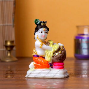 Bal Krishna Idol – 9 cm (H) x 6 cm (L) x 4 cm (D) | Laddu Gopal Resin Statue for Home, Temple & Office