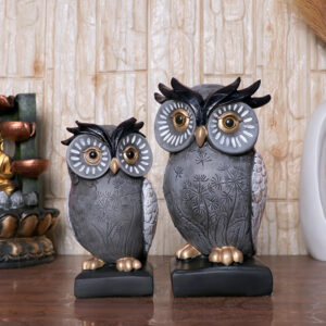 Decorative Owl Figurine Set – Handcrafted Resin Sculpture – 3 Sizes Available (17cm, 15cm, 13cm)