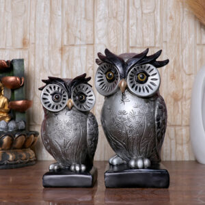 Decorative Owl Figurine Set – Handcrafted Resin Sculpture – 3 Sizes Available (17cm, 15cm, 13cm)