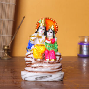 Radha Krishna Idol | Polyresin Decorative Showpiece | 11 cm (H) x 7.5 cm (L) x 4 cm (D)