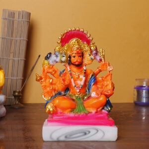 Panchmukhi Hanuman Idol | Polyresin Hindu God Statue | 11 cm (L) x 7 cm (D) x 17 cm (H)