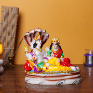 Lord Vishnu & Goddess Lakshmi on Sheshnag Idol | Polyresin Hindu God Statue | 15 cm (L) x 8 cm (D) x 14 cm (H)