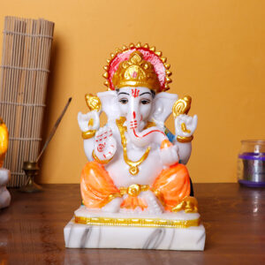 Ganesh Idol | Lord Ganesha Murti for Home & Office | 12 cm (L) x 7 cm (D) x 17 cm (H) | Hindu God Statue