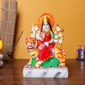 Durga Mata Idol | Goddess Durga Murti for Home Temple | 12 cm (L) x 7.5 cm (D) x 18 cm (H) | Hindu Goddess Statue