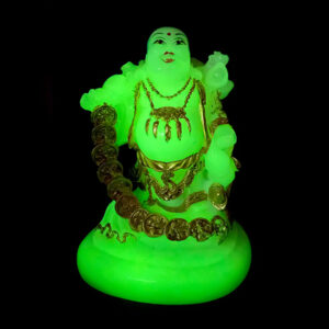 Radium Light Buddha with Gold Coins & Wealth Symbol