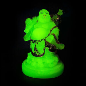 White & Gold Laughing Buddha Wealth Figurine (H-18cm)