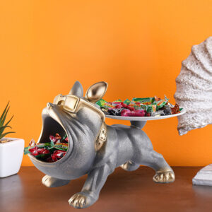 10-Inch Bulldog Candy Holder – Stylish Resin Dog Tray for Snacks & Décor