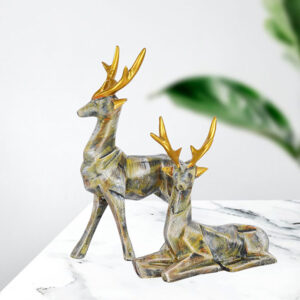 Deer Couple Resin Showpiece – 8 Inch Home Decor