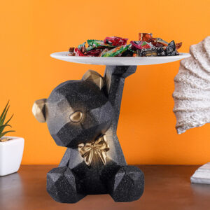 7-Inch Geometric Bear Candy Holder with Tray