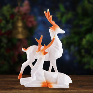 White Deer Couple Showpiece – 8 Inch Resin Decor