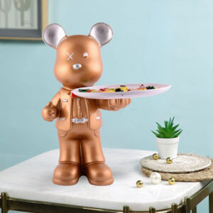 15.5-Inch Golden Bear Butler Tray – Luxury Resin Decorative Storage