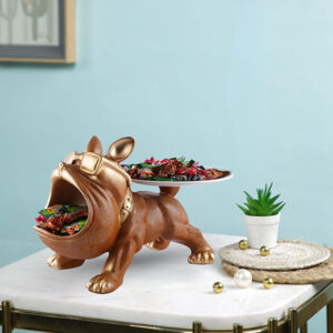 7-Inch Bulldog Candy & Snack Holder – Resin Storage Tray with Double Compartments