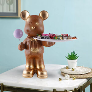 11-Inch Resin Bear Candy Holder with Tray – Cute & Stylish