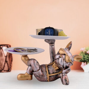 9-Inch Relaxing French Bulldog Butler Tray – Resin Décor