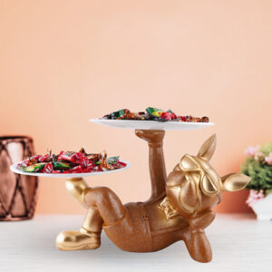 7-Inch Double Tray Bulldog Snack & Candy Holder
