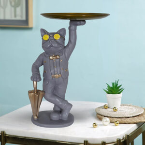 Dog Butler Tray Statue – 10” Tall Funky Home Decor