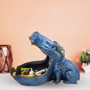 8-Inch Blue Hippo Candy Dish – Decorative Storage Tray