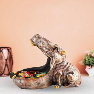 8-Inch Bronze Hippo Candy Dish – Animal Decore Tray