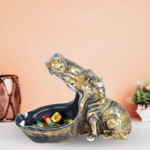 Gold Hippo Candy Dish – 8 Inch Decorative Bowl