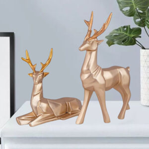 Golden Deer Couple Showpiece – 8 Inch Elegant Resin Decor
