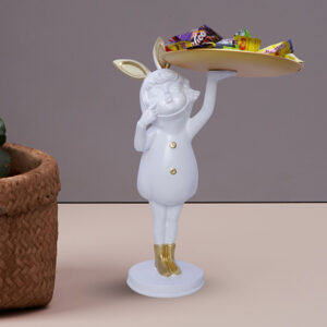 13-Inch Decorative Bunny Tray Stand - Modern Candy & Snack Holder